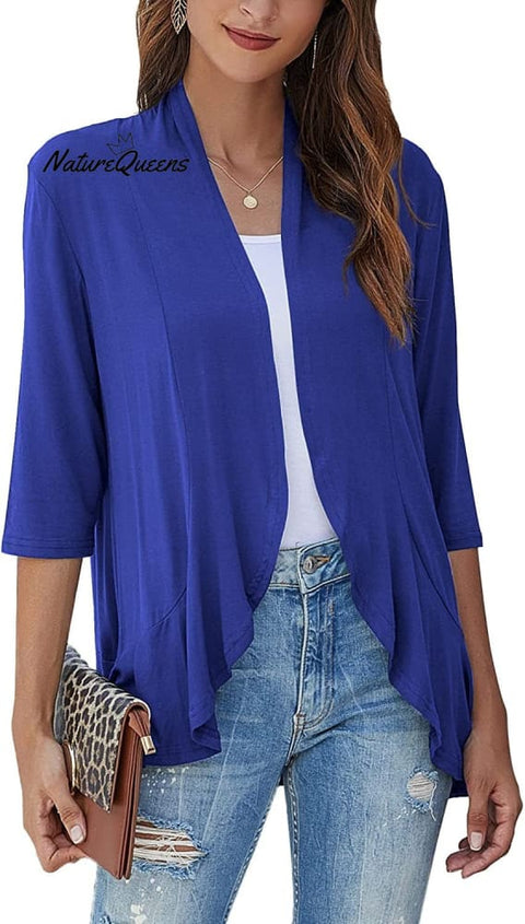 Women’s Casual Lightweight Open Front Cardigans Royal Blue / S (Uk6 - 8)