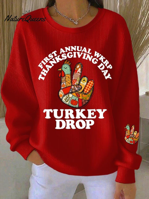 Women's Thanksgiving Turkey Print Casual Sweatshirt