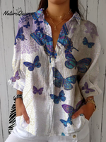 Women's spring and summer fashionable cotton and linen shirts 554b