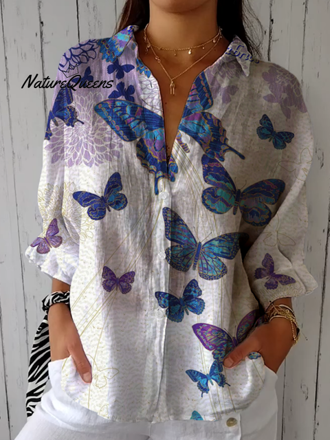 Women's spring and summer fashionable cotton and linen shirts 554b