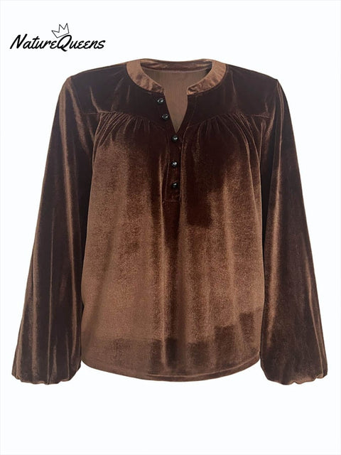 Women'S Solid Color Velvet Top