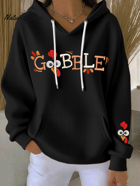 Women's Thanksgiving Print Casual Hooded Sweatshirt