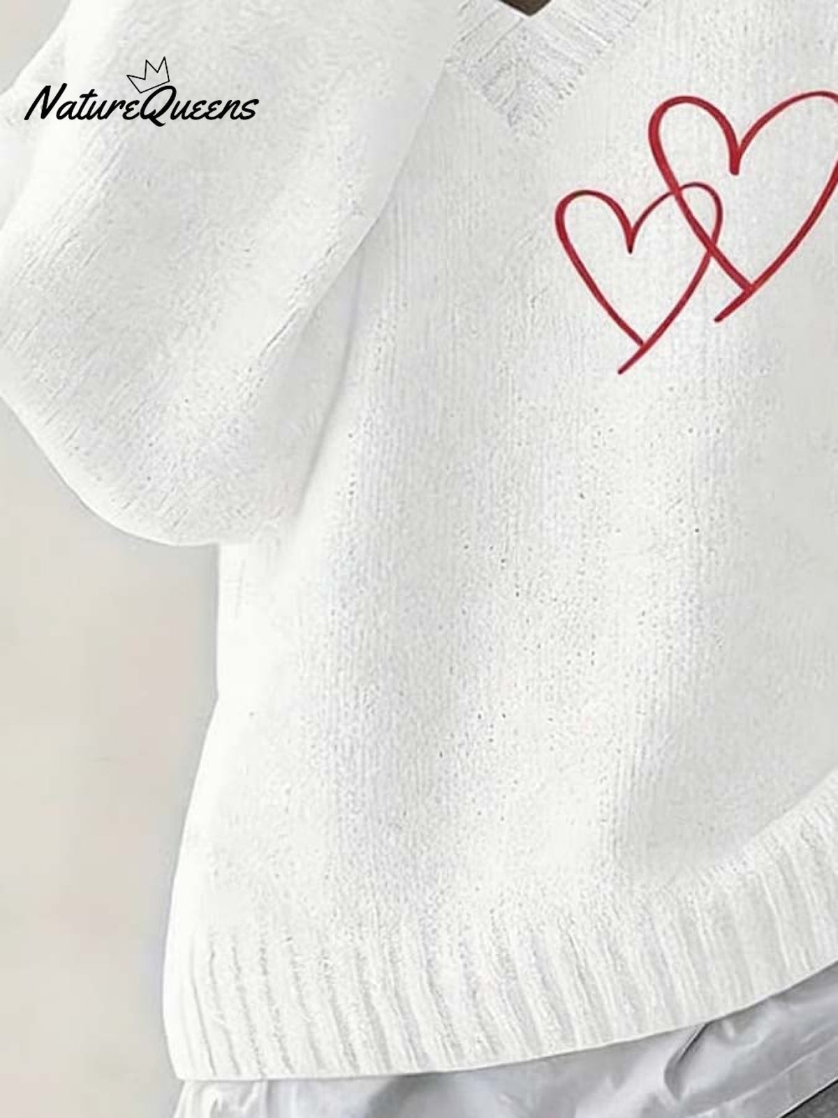 Women's Casual V-Neck Long-Sleeved Printed Sweater