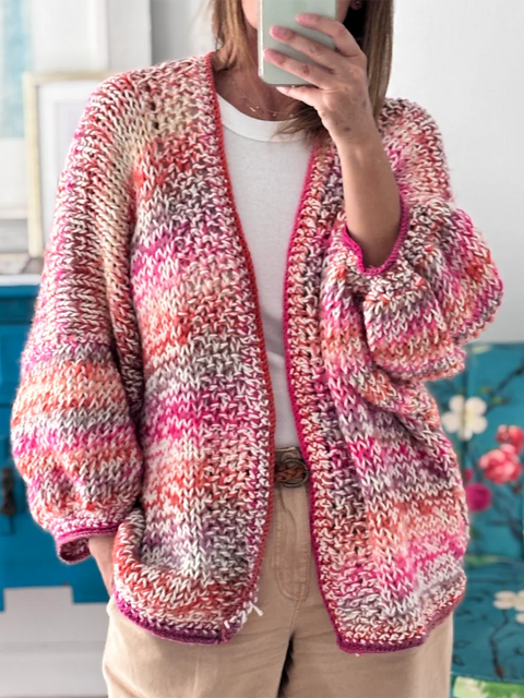 Multicolor Chunky Knit Cardigan Sweater