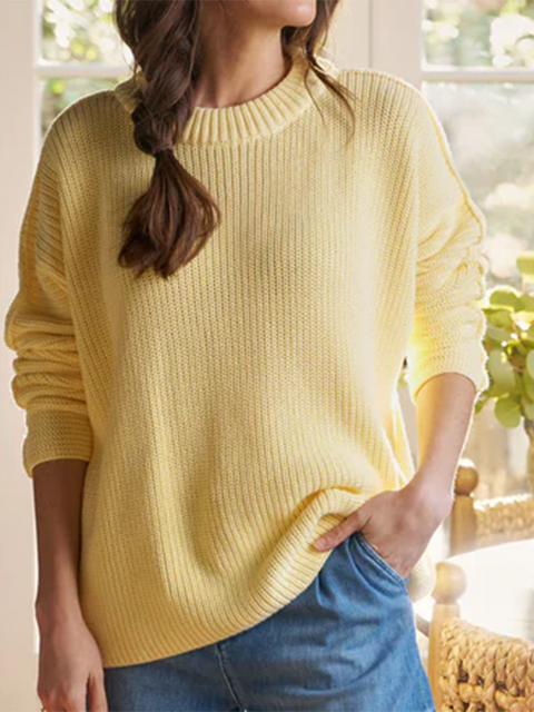 Classic Ribbed Cotton Pullover Sweater