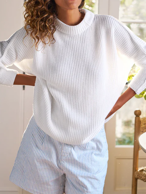 Classic Ribbed Cotton Pullover Sweater