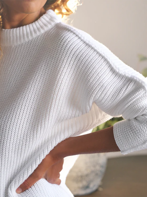 Classic Ribbed Cotton Pullover Sweater