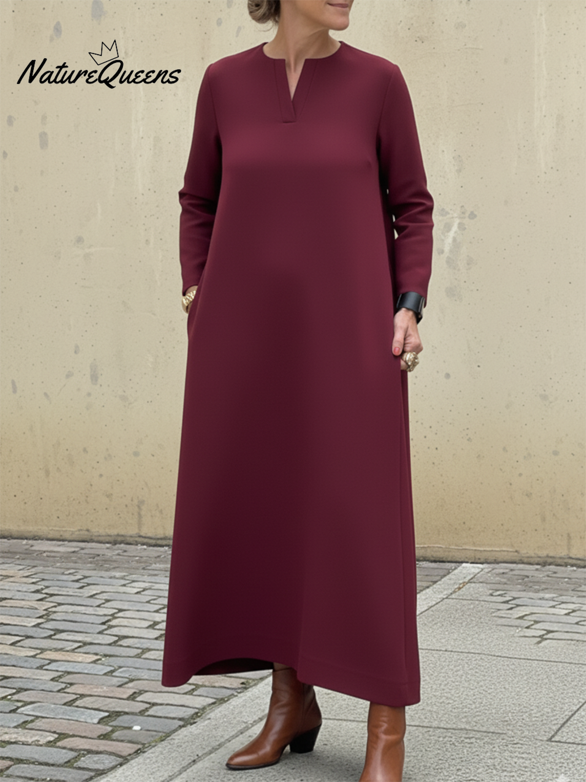 Women's Elegant Simple Solid Color A-line Dress