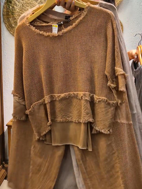 Boho Tassel Patchwork Top and Pants Two-piece Set