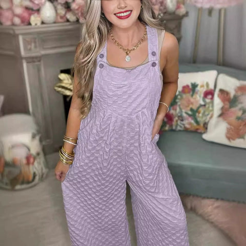 Women's  Solid Color Casual 100% Cotton Wide Leg Jumpsuit