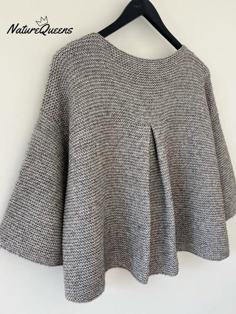 Women's Back Pleated Cotton Round Neck Knitted Top