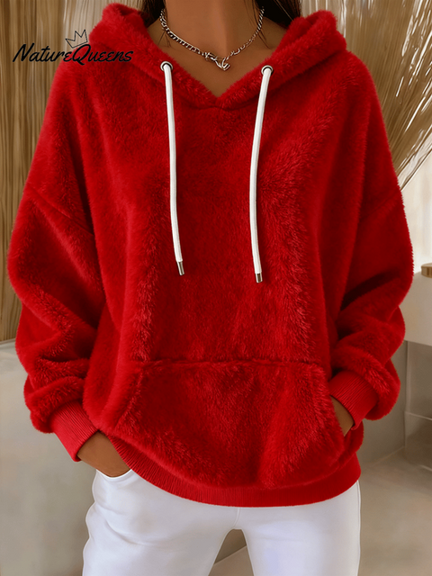 Women's Plush Casual Hooded Sweatshirt