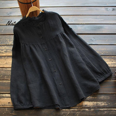 Long Sleeve Loose Cotton Shirt