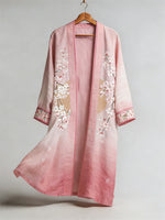 Japanese Cherry Blossom Moon Gradient Flowy Linen Long Kimono