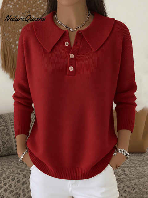 Women's Casual Autumn And Winter Doll Collar Knitted Top