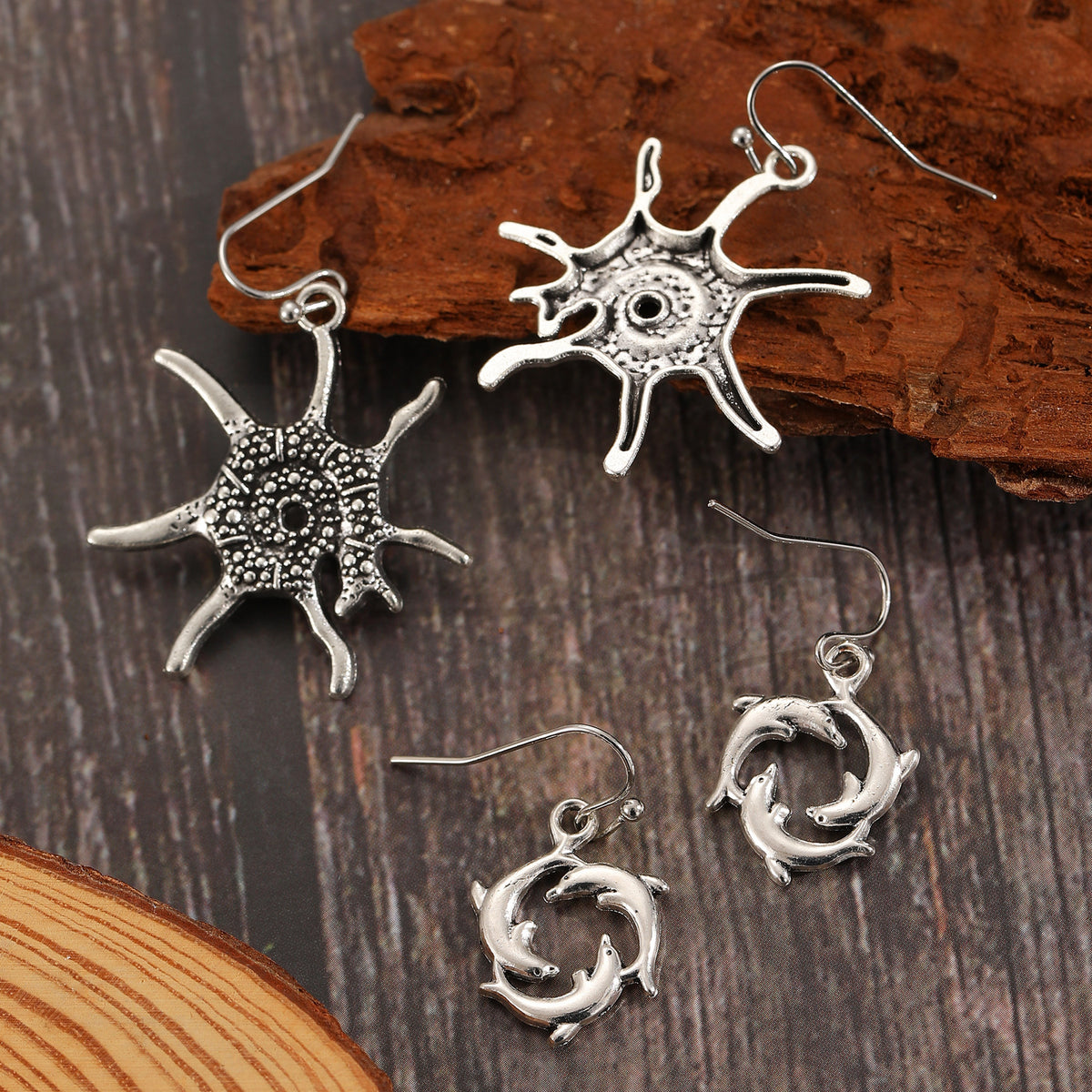 Ancient Silver Dolphin Earrings