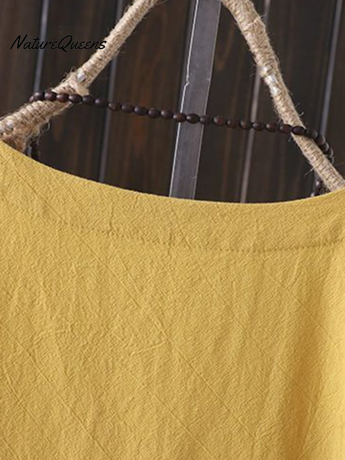 Women’s Solid Color Cotton And Linen Round Neck Button Short Sleeve Irregular Slit At Hem Blouse