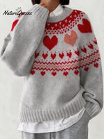 Women's Casual Round Neck Long-Sleeved Printed Sweater