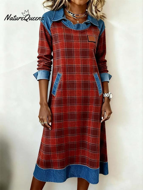 Women'S Casual Contrasting Color Splicing Dress