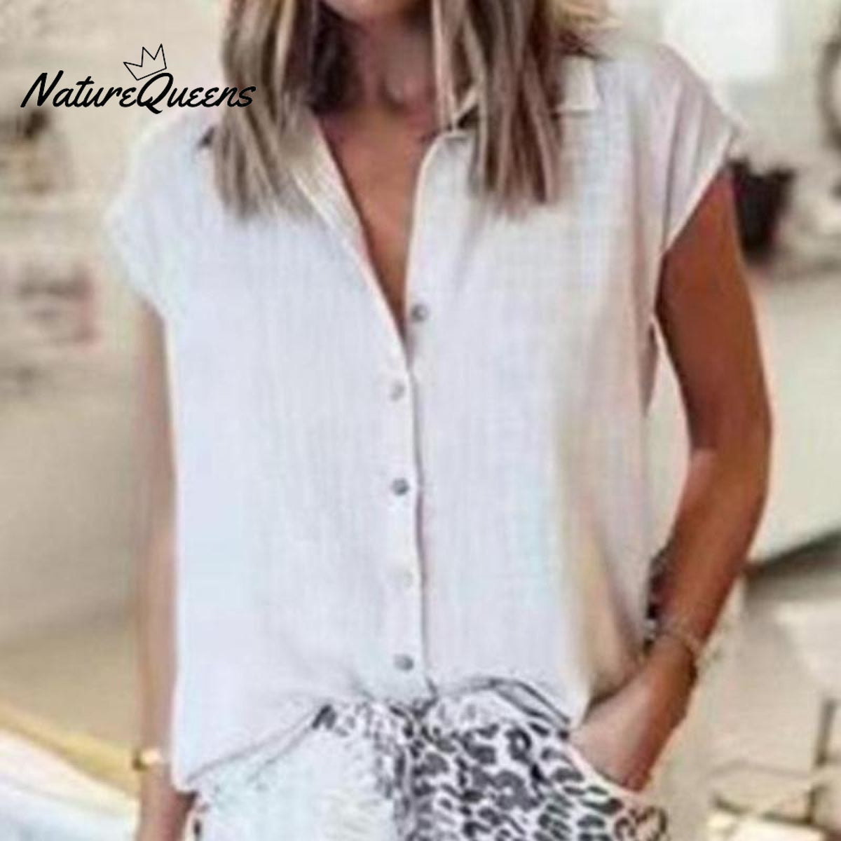 Cotton&Linen Loose Lapel Blouse