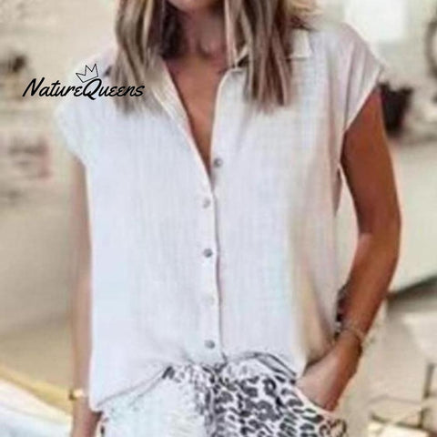 Cotton&Linen Loose Lapel Blouse