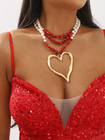 Bohemian Multi-layered Large Heart Beaded Necklace