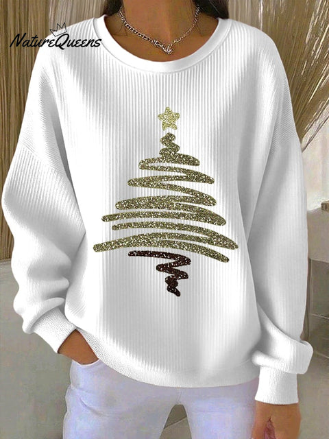 Women's Glitter Christmas Tree Print Sweatshirt