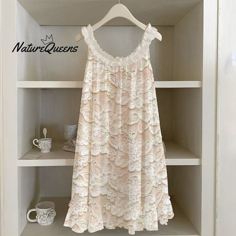 Lace Floral Print Women's Vest Dress