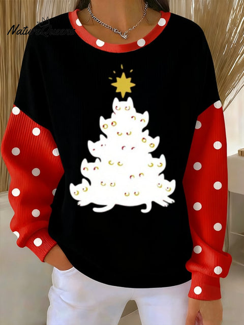 Women's Autumn Christmas Print Crew Neck Top