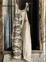 Fish Japanese Lino Art Linen Blend Jumpsuit
