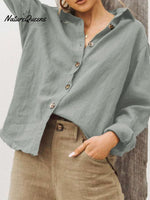 Women’s Cotton Linen Casual Shirt Grey / S