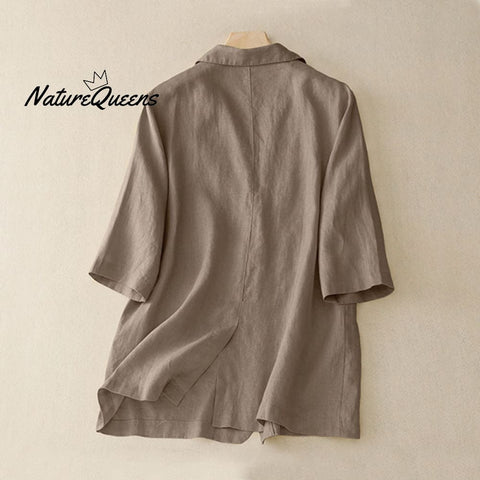 All-match casual button-down cotton linen jacket