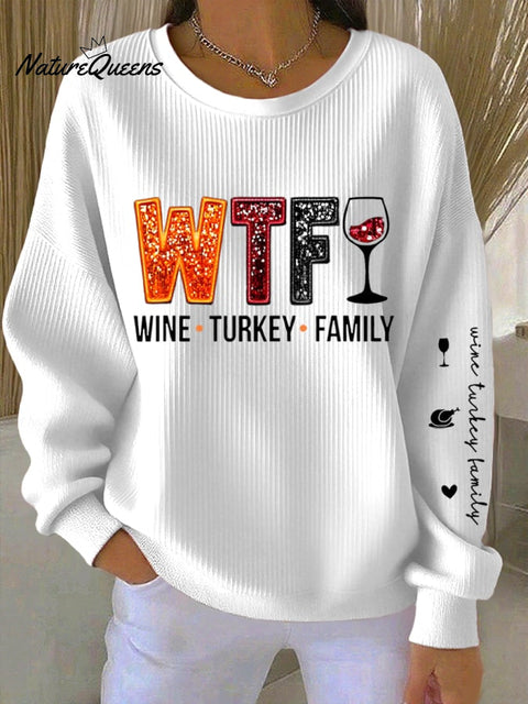 Women's Thanksgiving Turkey Family Print Sweatshirt