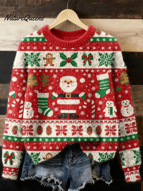 Women's  Winter Christmas Santa  Art Flannel Sweatshirt