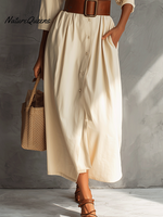 Casual Cream Tie Shirt Maxi Dress