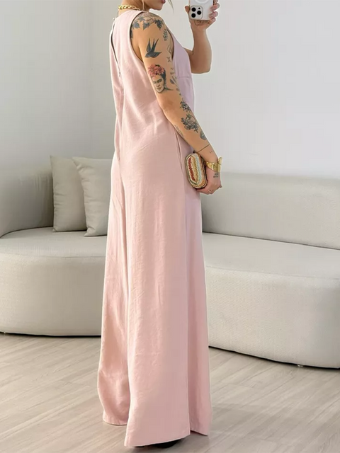 Women's Solid Color Loose Jumpsuit
