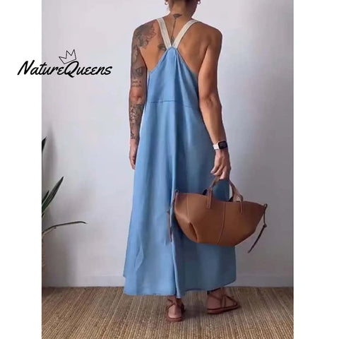 Women's Simple Cotton Linen Sling Dress🔥