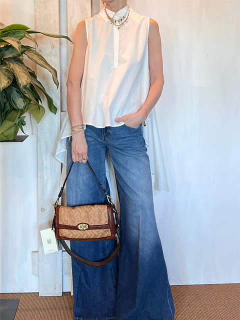 Women's Flowy Irregular Hem Cotton and Linen Top