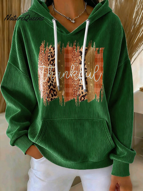 Women's Casual Autumn Thanksgiving Corduroy Hoodie