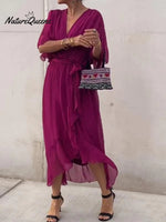 Stylish and elegant V-neck chiffon dress