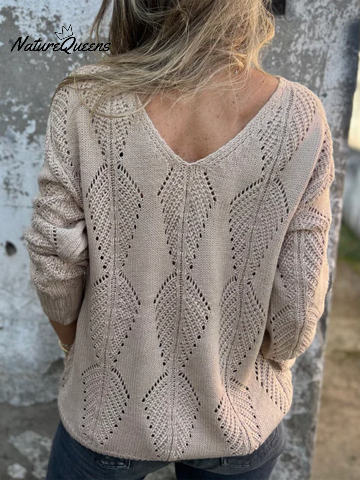Leaf Knit Reversible Button Sweater