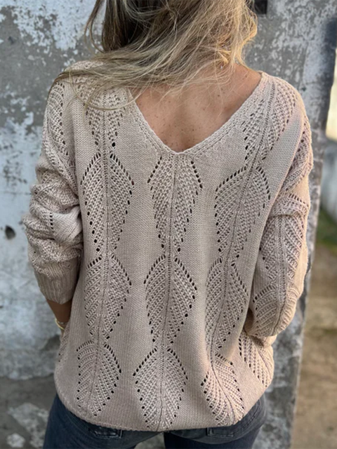 Leaf Knit Reversible Button Sweater