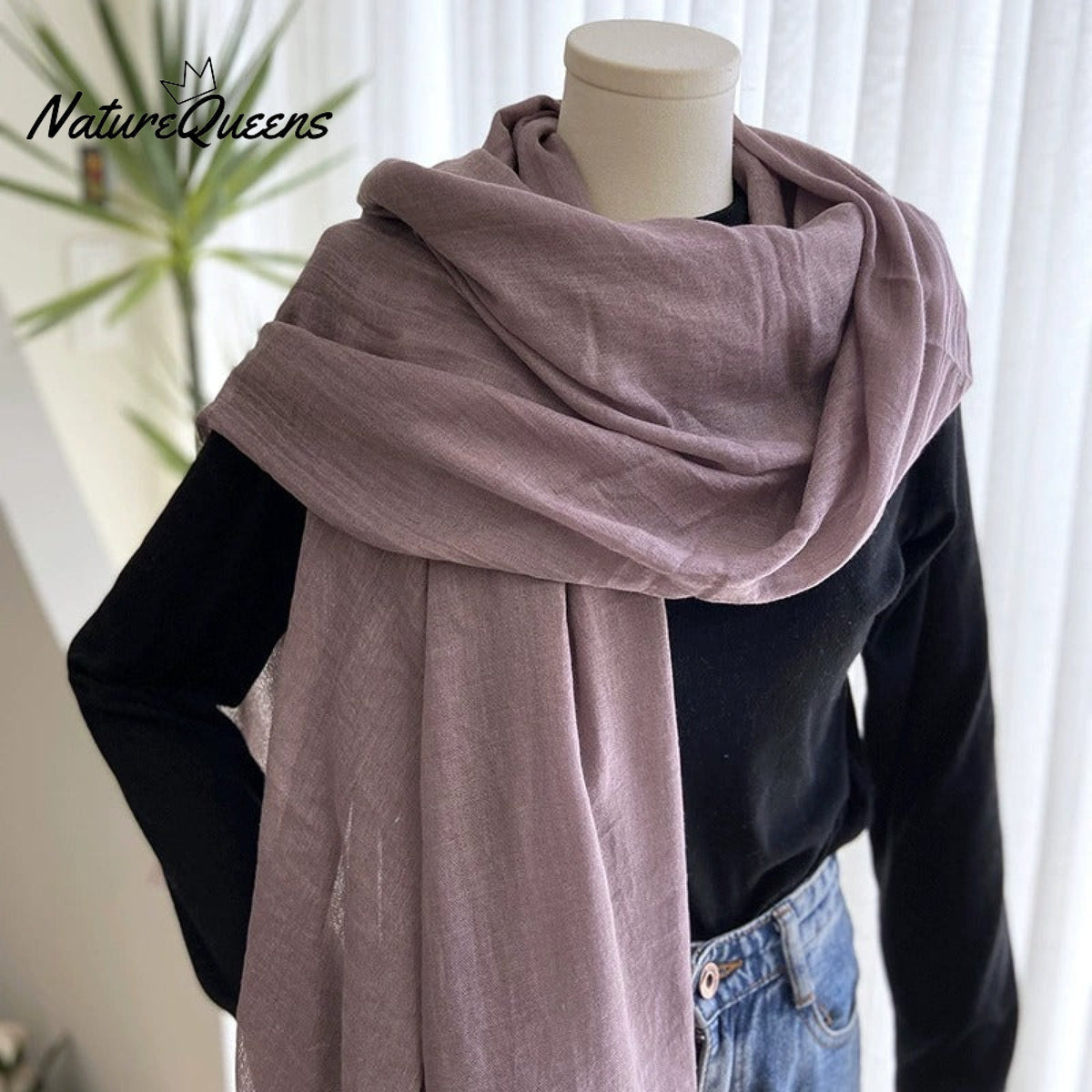 Cotton and Linen Solid Color Casual Scarf