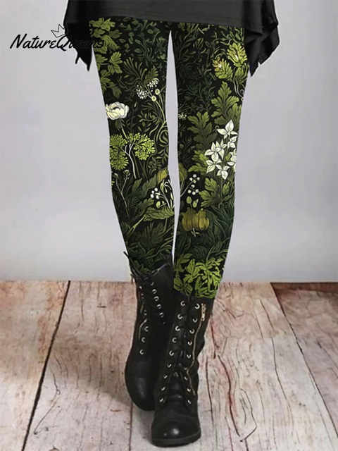 Comfortable Bohemian Floral Print Stretch Leggings