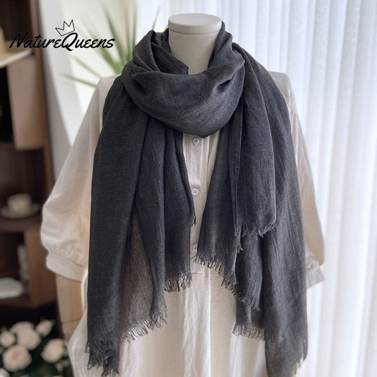 Cotton and Linen Solid Color Casual Scarf