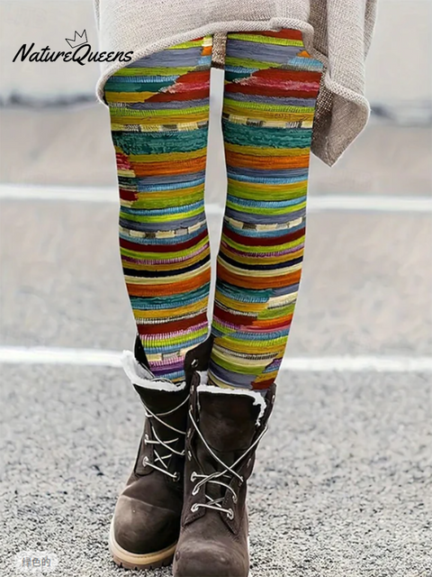 Comfortable Bohemian Floral Print Stretch Leggings