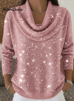 Women's Elegant Solid Color Loose Shiny Sweater