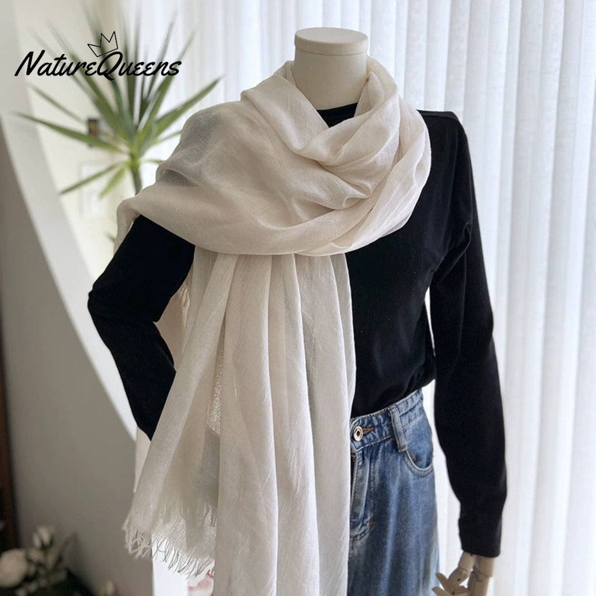 Cotton and Linen Solid Color Casual Scarf