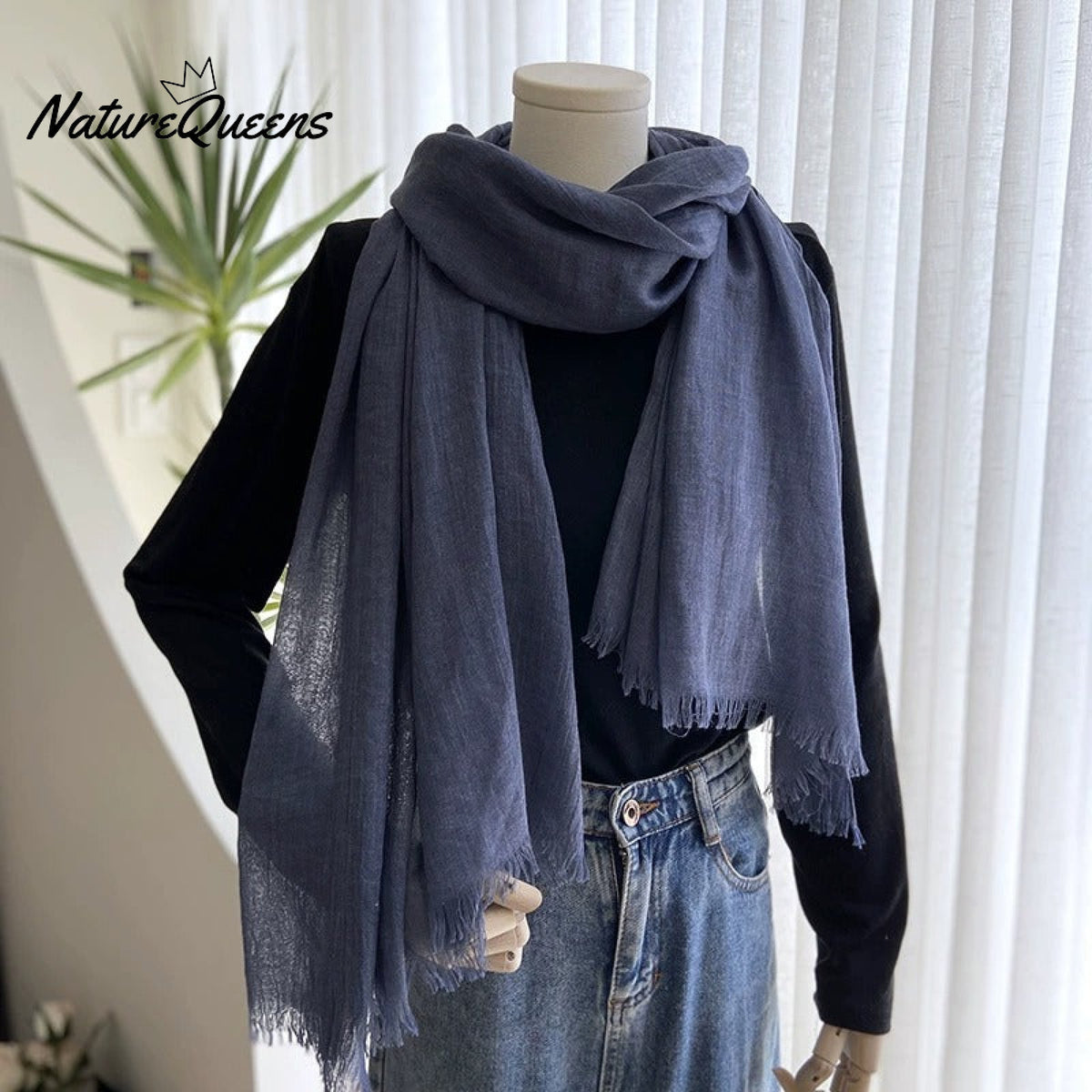 Cotton and Linen Solid Color Casual Scarf