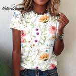 Romantic Short Sleeve Print Top White / S